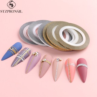 6pçs/Conjunto Manicure Ouro Prata De Linhas Listradas 0.8/2/3mm Com Adesivo Glitter Super Flash Francesa Suprimentos De Decoração De