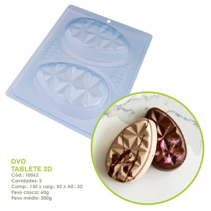 Forma Bwb Ovo De Páscoa Tablete 3D 3 Partes C/ Silicone 200G Cod-10062 (Bwb Especial)