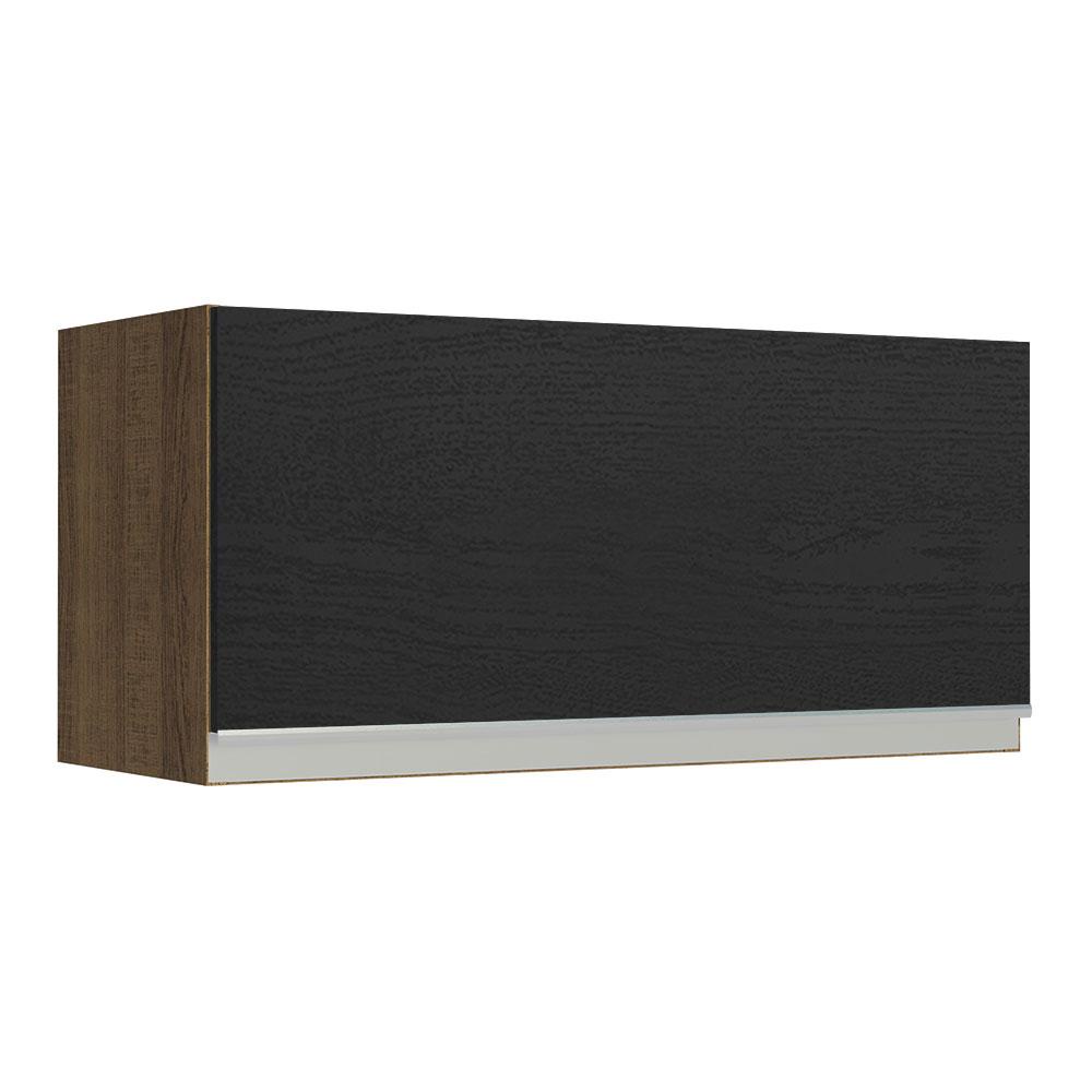 Armário de Cozinha Aéreo 70 cm 1 Porta Basculante Rustic/Preto Glamy Madesa