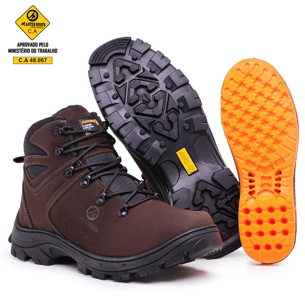 Bota Masculina Coturno Masculino Arizon EPI Couro Legítimo CA Coffee