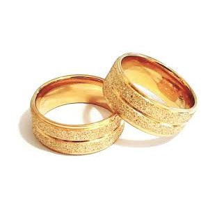 Par aliança jateada banhada a ouro 8mm noivado casamento a pronto envio promoção