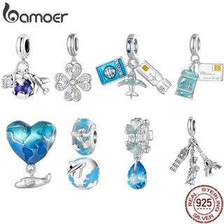 Bamoer Sterling Silver 925 Fashion Blue Globetrotter Pendant Acessório De Moda Para Mulheres SCC2483