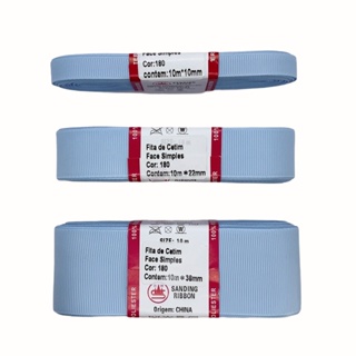 Fita Gorgurão Lisa Sanding Cor 180 (Azul Claro) - 10 metros em Oferta na Shopee