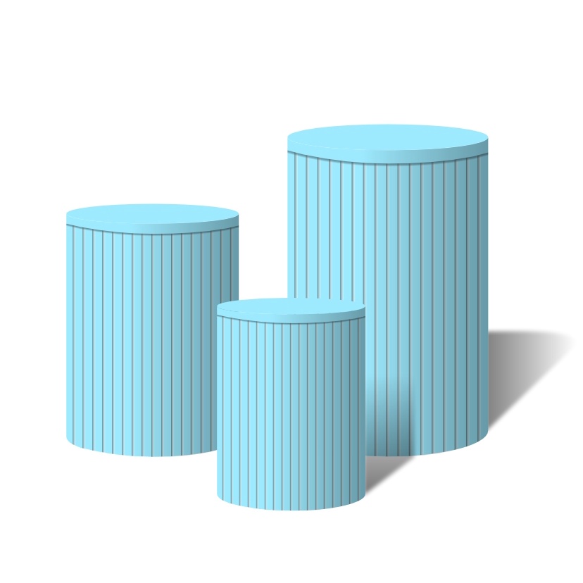 Trio Capas Para Cilindro, Decoração de Festa, Ripado, Tom de Azul, Tema Versátil Ripados Azul Turquesa  C/ Elástico