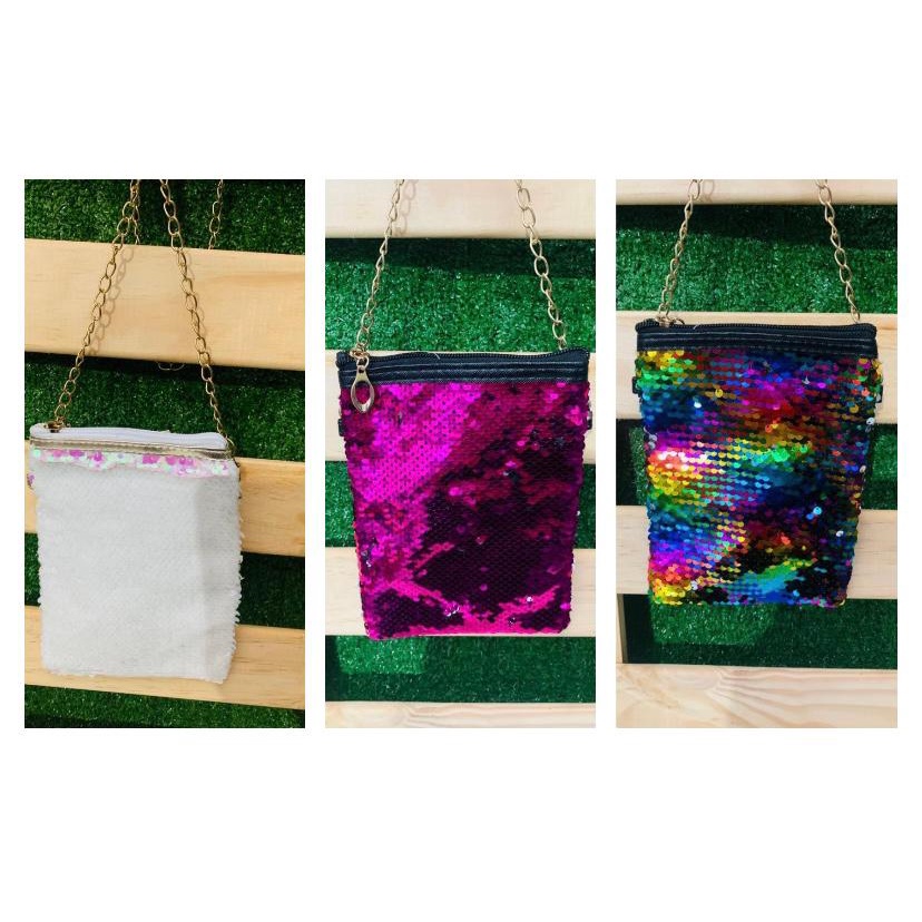 Bolsa Paetês Transversal Alça Dourada Fechamento Com Ziper 7006 em Oferta na Shopee