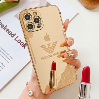 Capa De iPhone Com Efeito Espelho Dourado 24K Eletroplatado Em Acrílico Anti-Impacto Para 14 Pro Max 14 Plus 13 12 11 Xs XR
