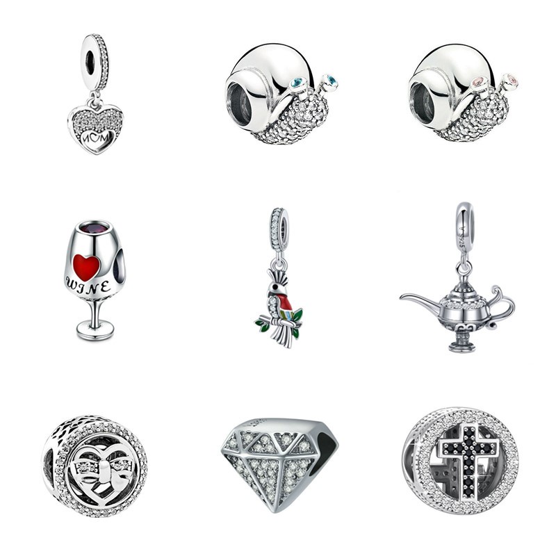 Silver Heart Animal Charm Fit Pan Charms Bracelet Bead DIY Accessories Women Jewelry Making