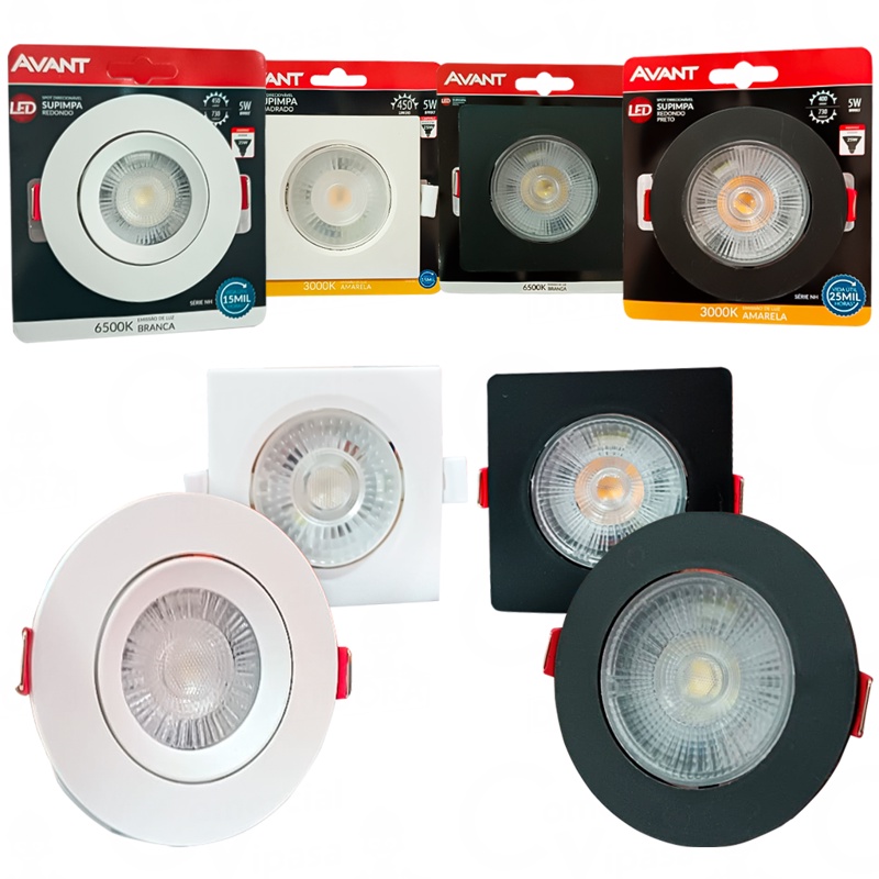 Spot Led Direcionável 5w Avant Preto E Branco 3000K E 6500K Decoração Casa Comércio Variação