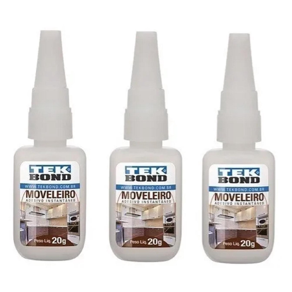 3 Un Cola Adesivo Instantânea Tek Bond Moveleira 793 20gr