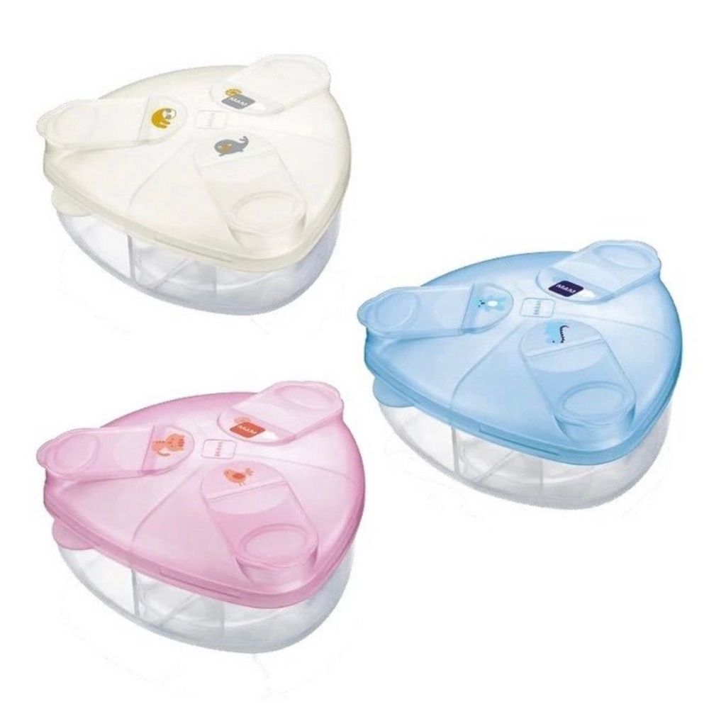 Pote Porta Leite em Pó Mam Armazenador Dosador Com 3 Divisórias