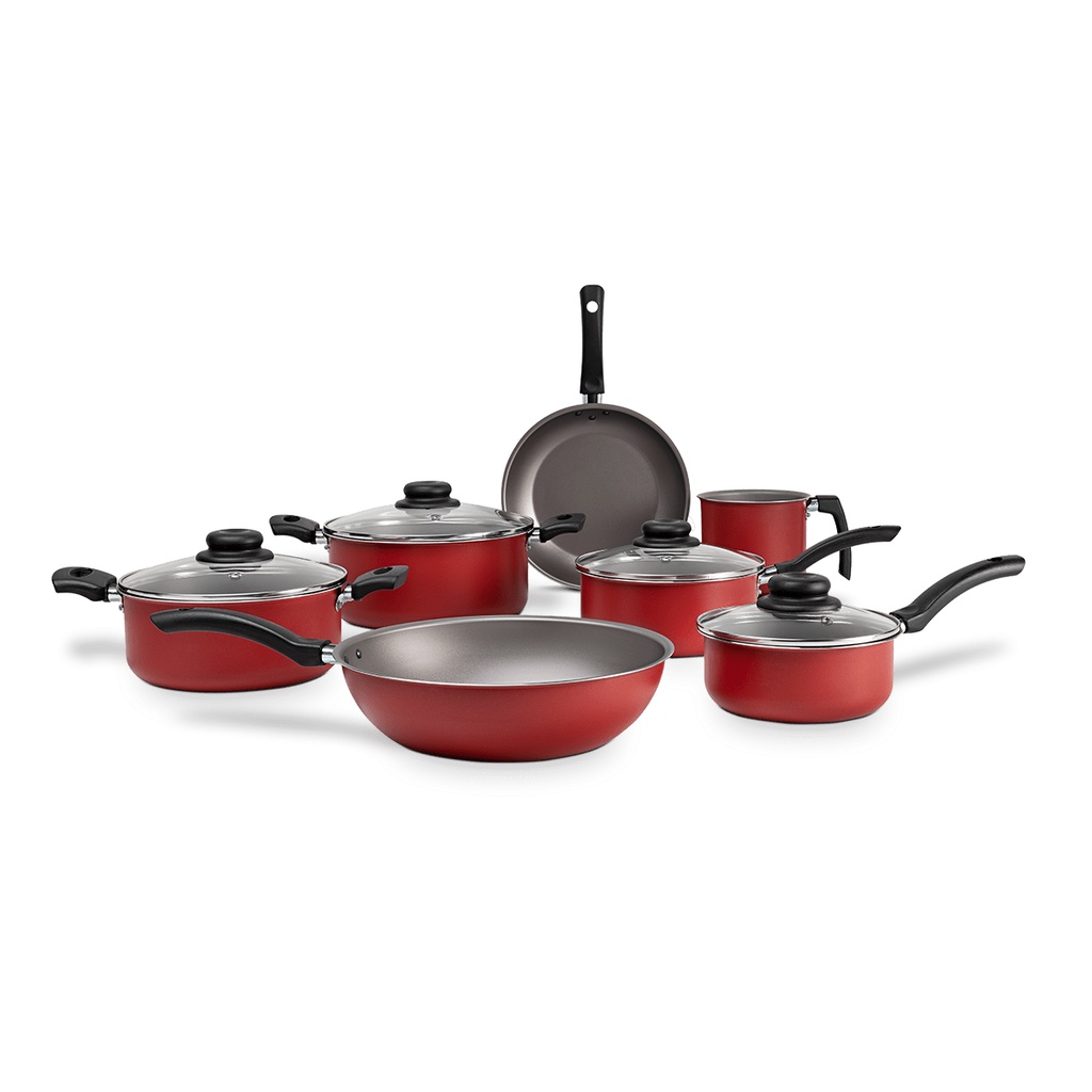 Jogo De Panelas Brinox Ruby Antiaderente 7 Peças Vermelho