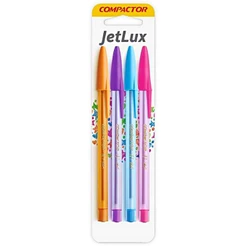 Kit 4 Canetas Esferográficas Coloridas Jet Lux - COMPACTOR