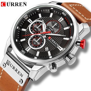 CURREN Relógio Original Masculino Casual Couro Simples Esportivo Quartzo Impermeável CR91 X em Oferta na Shopee