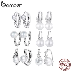 Bamoer 925 Sterling Silver (1 Par) Versátil Brincos/Pinos E Fivelas De Concha Simples Jóias De Moda Para Mulheres