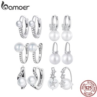 Bamoer 925 Sterling Silver (1 Par) Versátil Brincos/Pinos E Fivelas De Concha Simples Jóias De Moda Para Mulheres