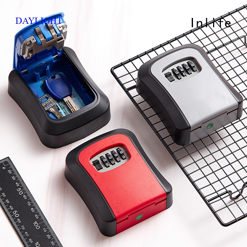 Inlife Montagem Na Parede Chave De Armazenamento Caixa Secreta Organizador 4 Dígitos Combinação Senha Código Segurança Bloqueio Sem Casa Cofre