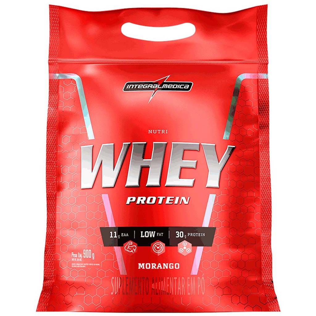 Whey Protein Nutri Isolado Concentrado Morango 900g Refil - Integralmedica em Oferta na Shopee