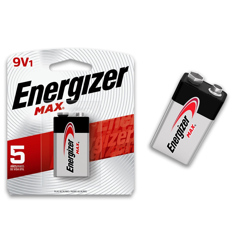 Pilha Alcalina 9V MAX Energizer Bateria 9 Volts 6LR61 6F22 1 unidade