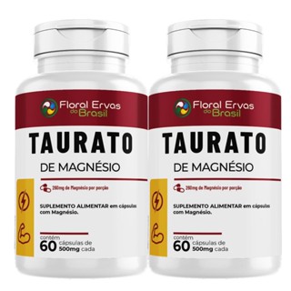 Kit 2 uni Taurato de Magnésio 500mg 60 cápsulas Magnesio Taurato