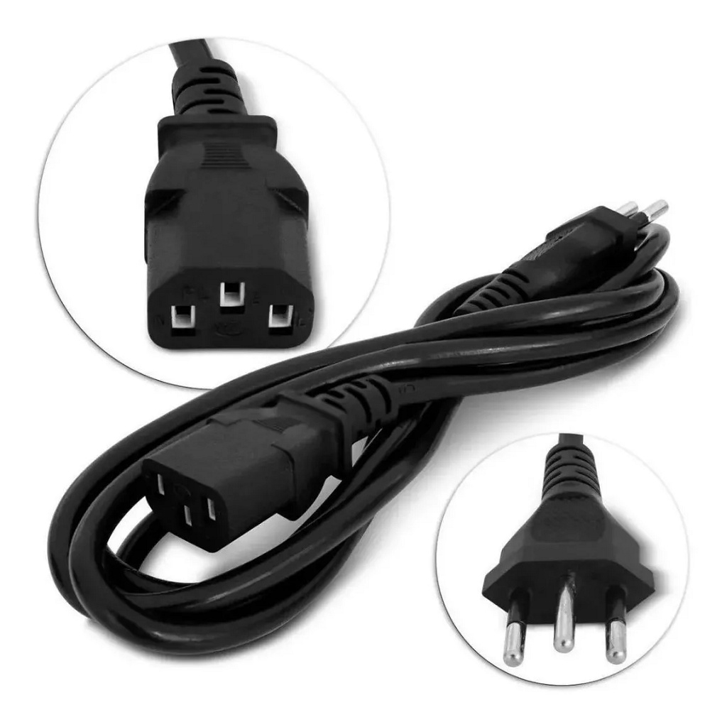 Cabo De Força Energia Tv Monitor Fonte Computador Pc Tripolar Padrão Brasileiro