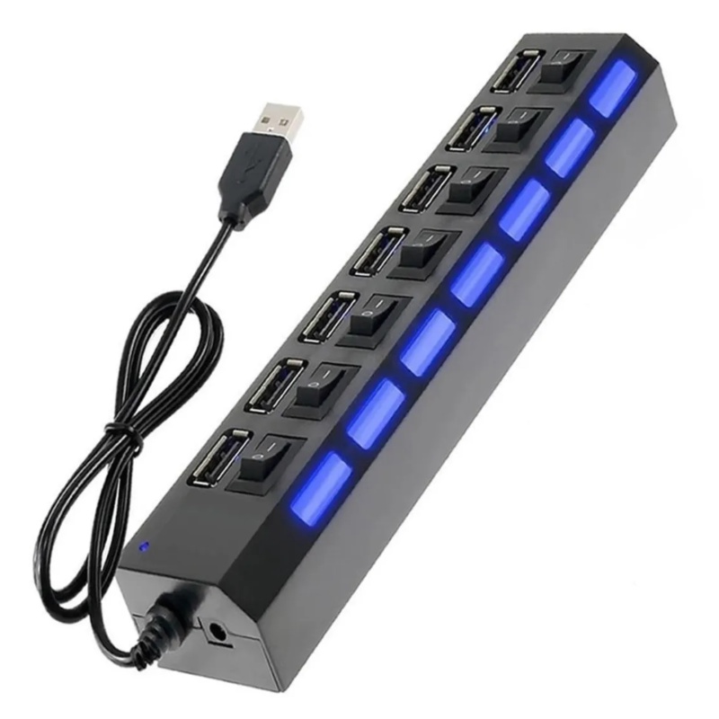 Hub Usb 2.0 Com 7 Portas Switch On/Off e Led Indicador | Shopee Brasil