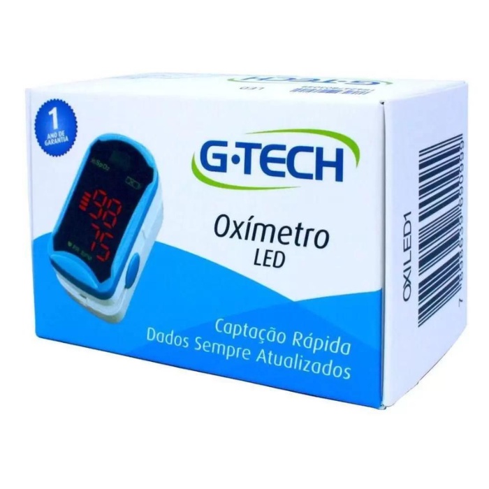 Oxímetro de Dedo G Tech Led Captação Rápida de Alta Precisão C/Pilhas inclusas