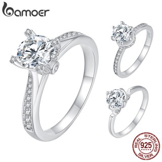 Bamoer 925 Prata Moissanite Anel De Luxo Moda Joalheria Para Mulheres Noivado Presentes De Casamento Tamanho 9