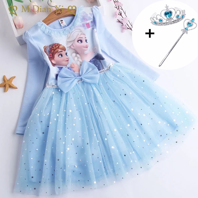 Fall Dresses for Girls Vestidos Snowqueen Dresses Birthday Party Long Sleeve Dress