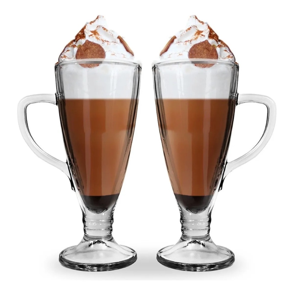 Jogo Caneca Vidro Diamante Frape 2 Unidades 250ml Xícara Para Sobremesa Café Capuccino Wincy Casa