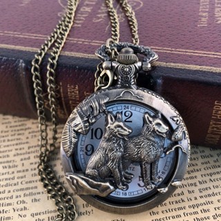 Relógio De Bolso Vintage Wolf Dog Stereo Gravação De Quartzo