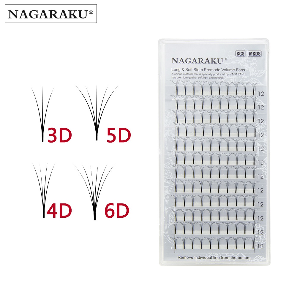 NAGARAKU Extensões De Cílios Pré-Fabricadas 3D-6D Falsos Volumnizantes