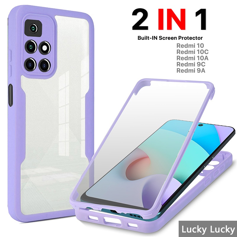 capinha Redmi 10 10A 10C 10C 9C 9A Protetor De Tela Embutido Transparente Anti-Riscos Para Câmera 360 Cobertura