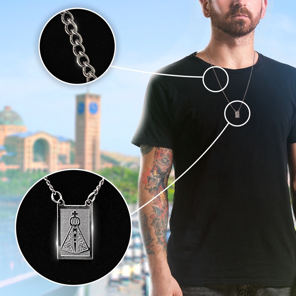 Detalhes do COLAR Escapulário Masculino Nossa Senhora Aparecida ACO INOX