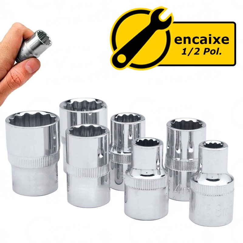 Soquete Estriado Para Chave Catraca Aço Cromo Vanádio Torque Encaixe 1/Pol. 08 - 32mm Profissional em Oferta na Shopee