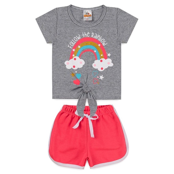 Conjunto Infantil Feminino Silk Arco-Íris Tam 1 ao 14 anos