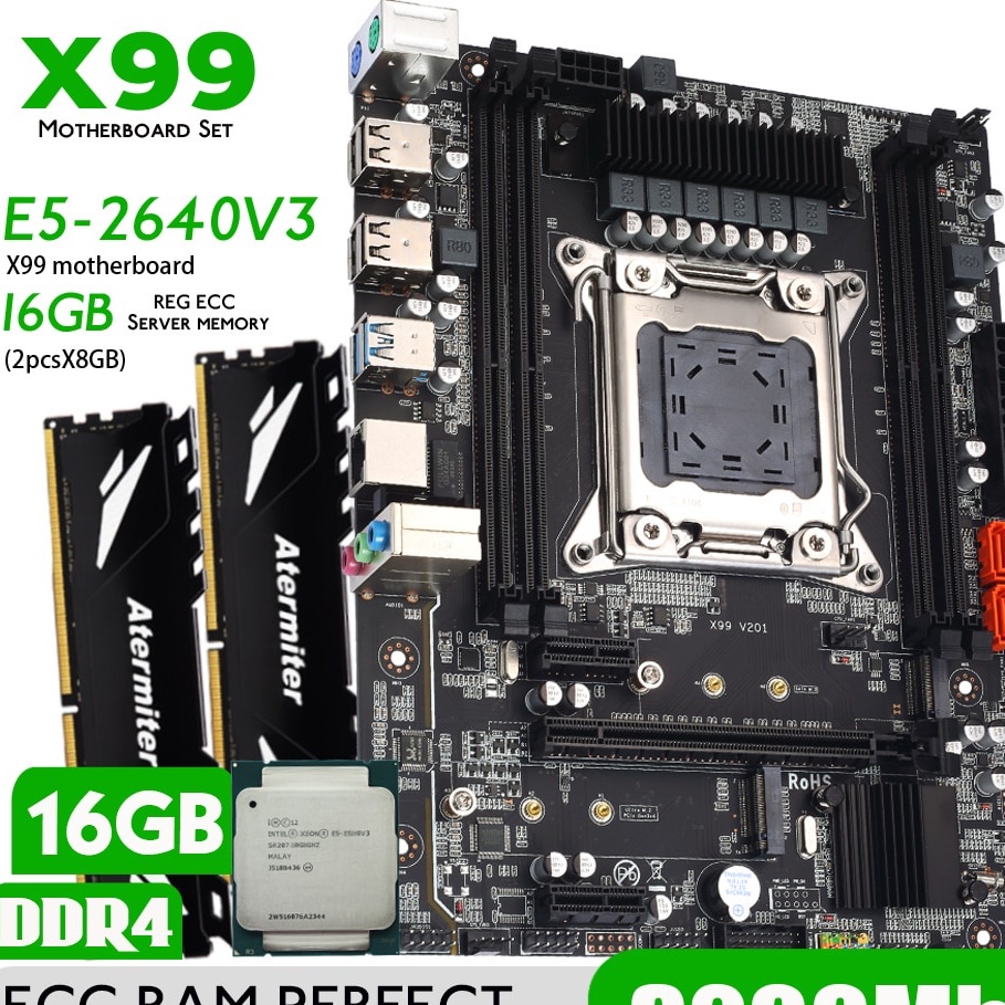 Atermiter x99 d4 ddr4 Conjunto De Placa-Mãe Com xeon e5 2640 v3 LGA2011 ...