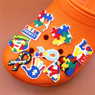 Quebra Cabeça De Palma Fofa Encanto De Sapato Autismo Jibits Croc Camuflagem Jibbits Charme Para Homens Sapatos Acessórios Decoração