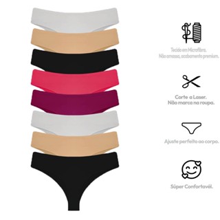 Kit Com 8 Calcinha Corte Laser Tanga Sortidas