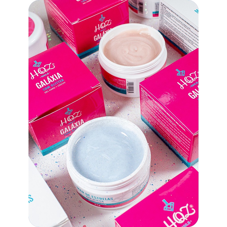 Gel Hard com Glitter- Control ou Autonivelante - HQZ Nails - 25g - Led UV em Oferta na Shopee