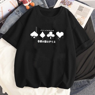 Alice In Borderlands Camiseta Feminina Kwaii Vintage Roupas Y2k Top Harajuku Desenho Grunge Streetwear Unissex
