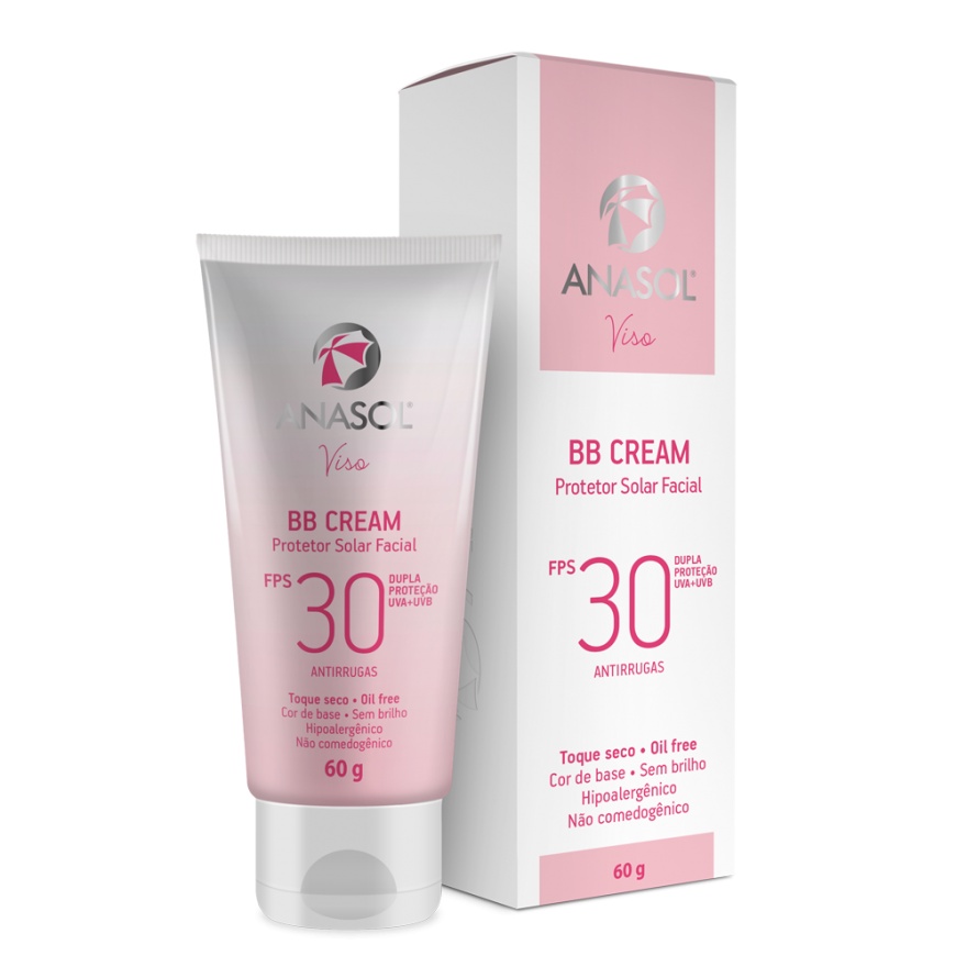 Protetor Solar Facial Anasol Viso BB Cream FPS 30 Antirrugas 60g