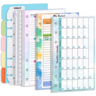 A6 Folha Solta Notebook Refil Espiral Planner Binder Página Interior Orçamento De Semanal Mensal Papelaria