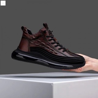 [Vendas quentes]Tênis Masculino Couro Sintético Crocodilo Impressão # Sapatos Casuais De Luxo Casual De Moda Maré Chique Slim