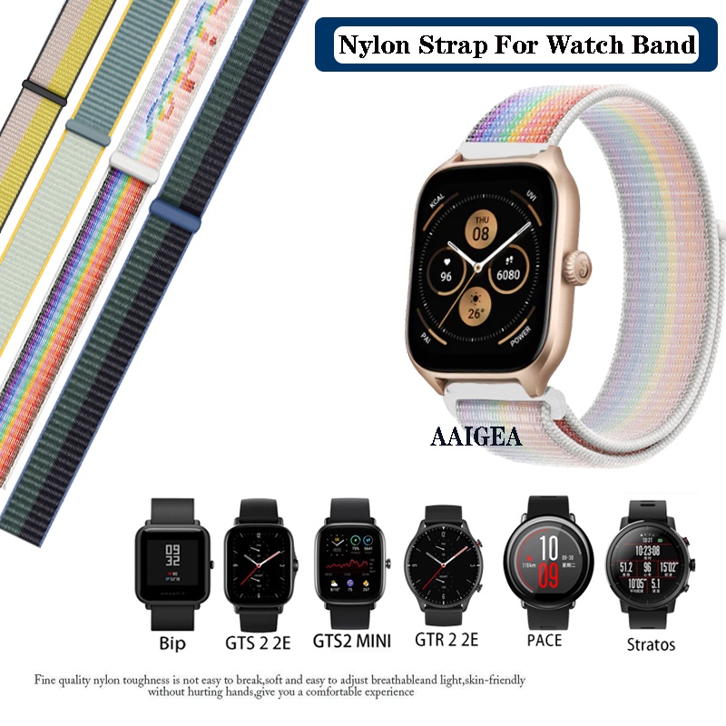 Pulseira De Nylon 20mm 22mm 83 Cores Para Amazfit GTS 4 3 2 mini/GTR GTR2 GTR3 GTR4/Bip 5 3 Pro/PACE/Stratos