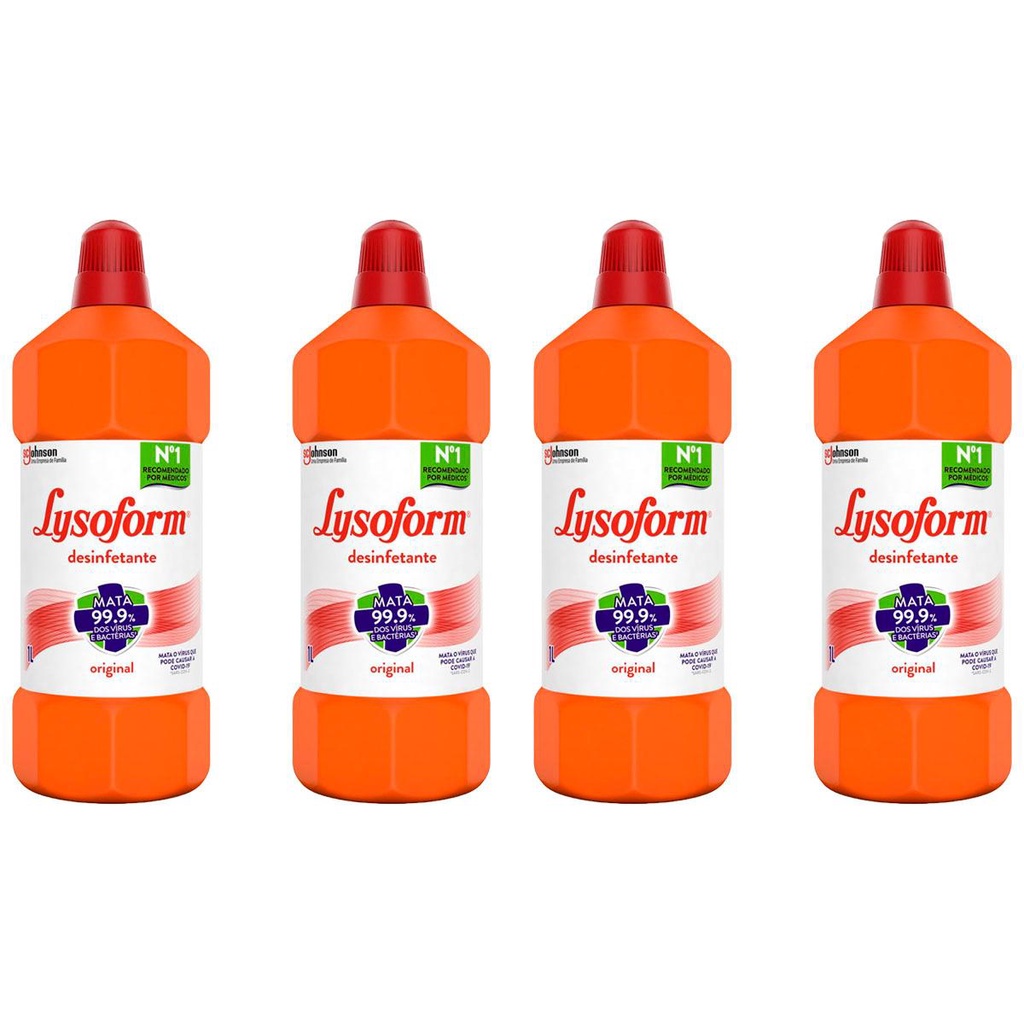 Kit 4 Desinfetante Bruto Lysoform Uso Geral Original 1l