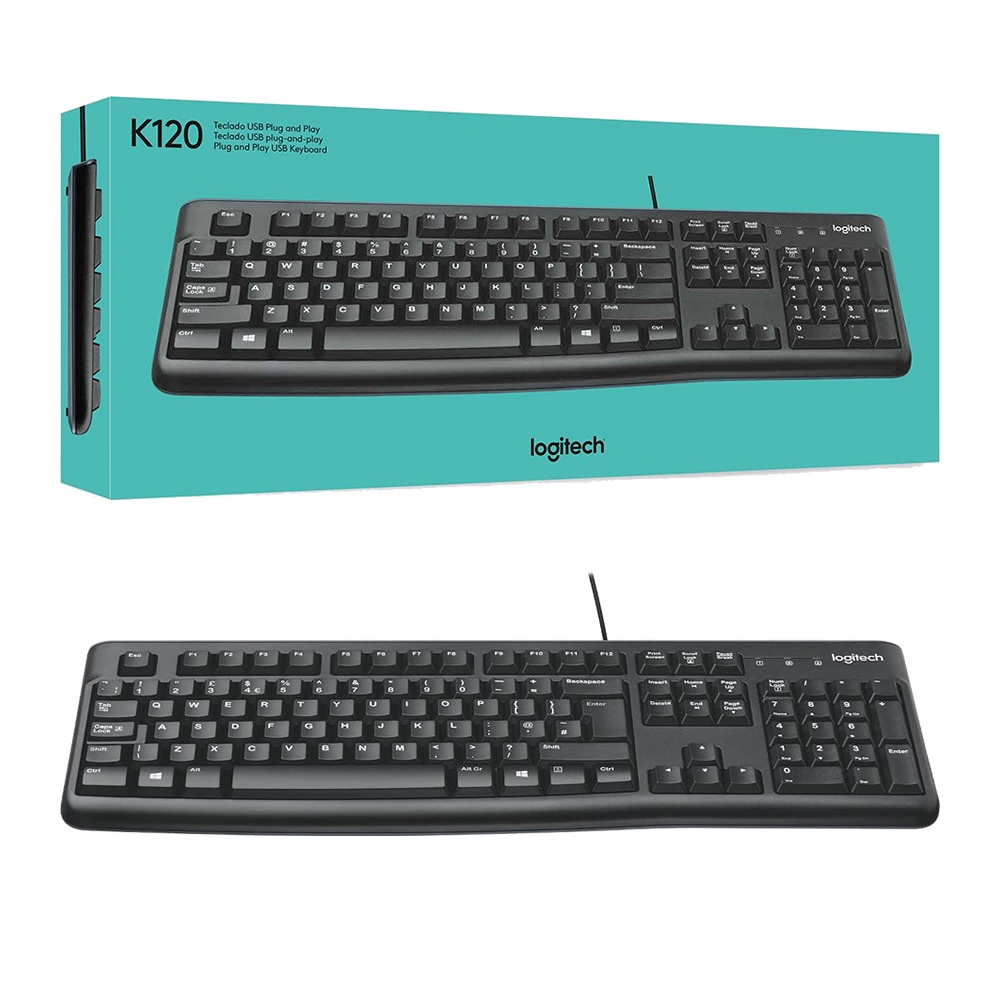 Teclado com fio USB Logitech K120 Portugues BR Novo Lacrado