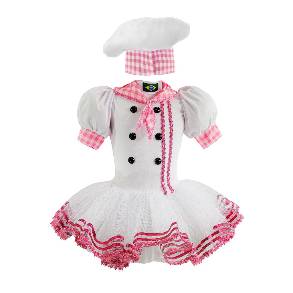 Fantasia Chef de Cozinha Vestido Feminino Adulto Com Chapéu Fantasia Chef de Cozinha Vestido Feminino Adulto Com Chapéu