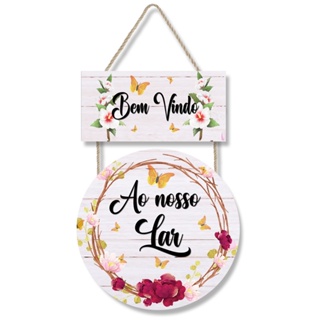Placa decorativa Bem vindo ao nosso lar PL135 em Oferta na Shopee