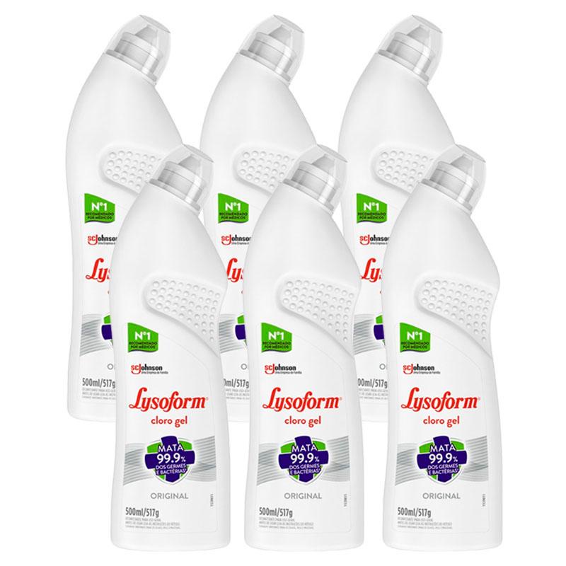 Kit 6 Desinfetante Lysoform Uso Geral Cloro em Gel Original 500ml - Home & Living