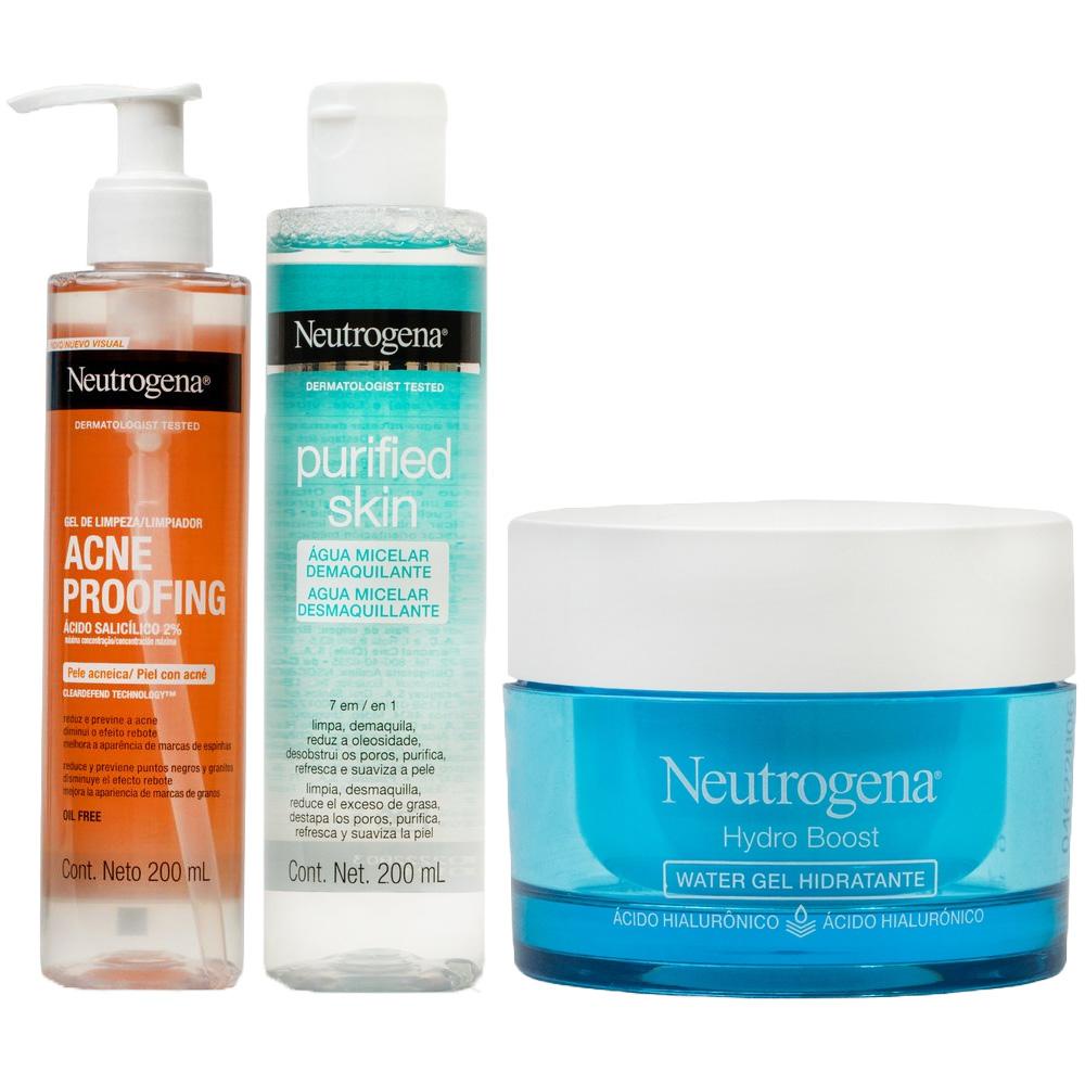 Kit Cuidados com a Pele Neutrogena Gel de Limpeza + Hidratante + Água Micelar em Oferta na Shopee